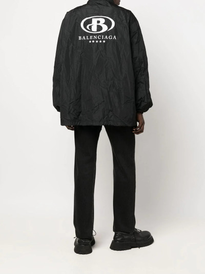 BALENCIAGA logo-print hooded raincoat jacket outlook