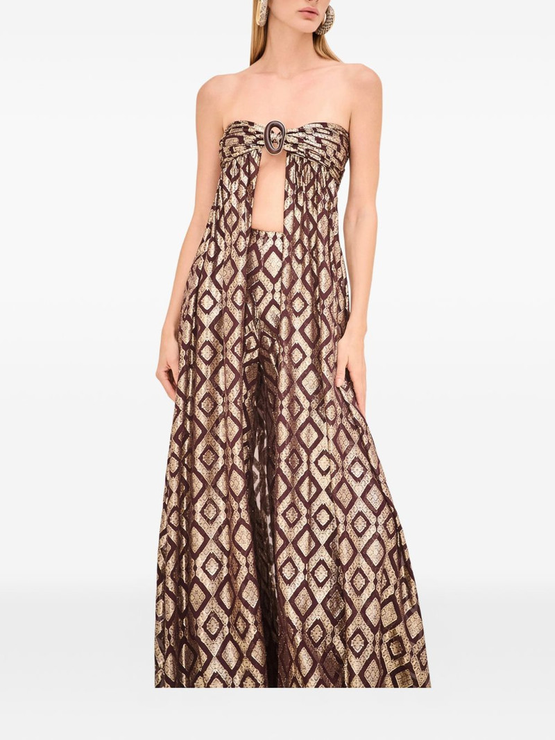 ALEXIS geometric pattern strapless top outlook