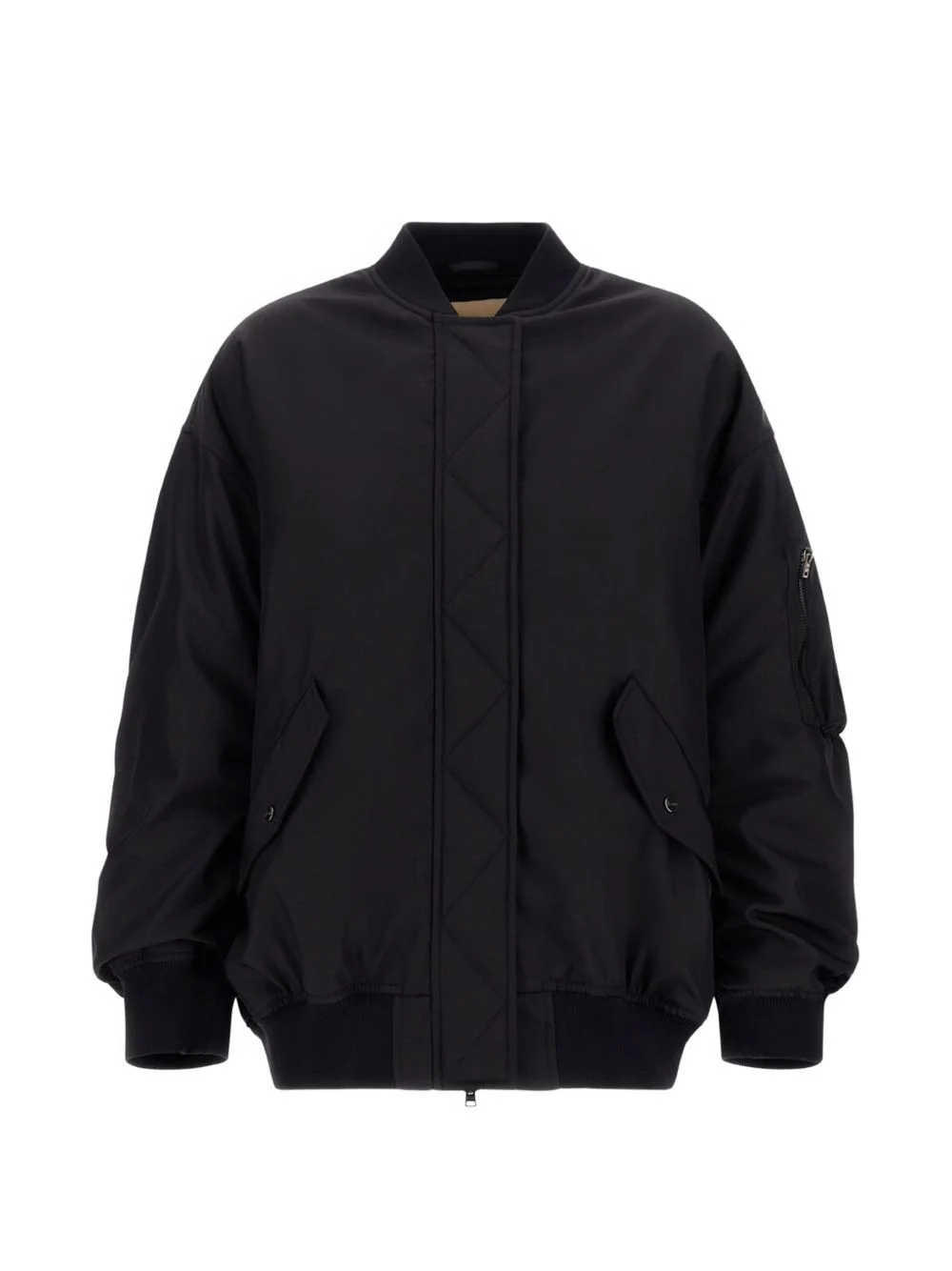 quilted-trim gabardine bomber jacket - 1
