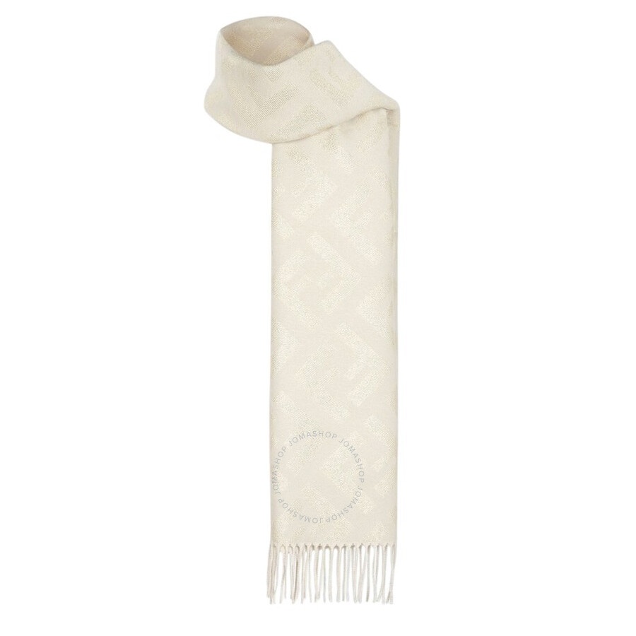Fendi Jacquard Fringed Edges Cashmere Scarf - 2