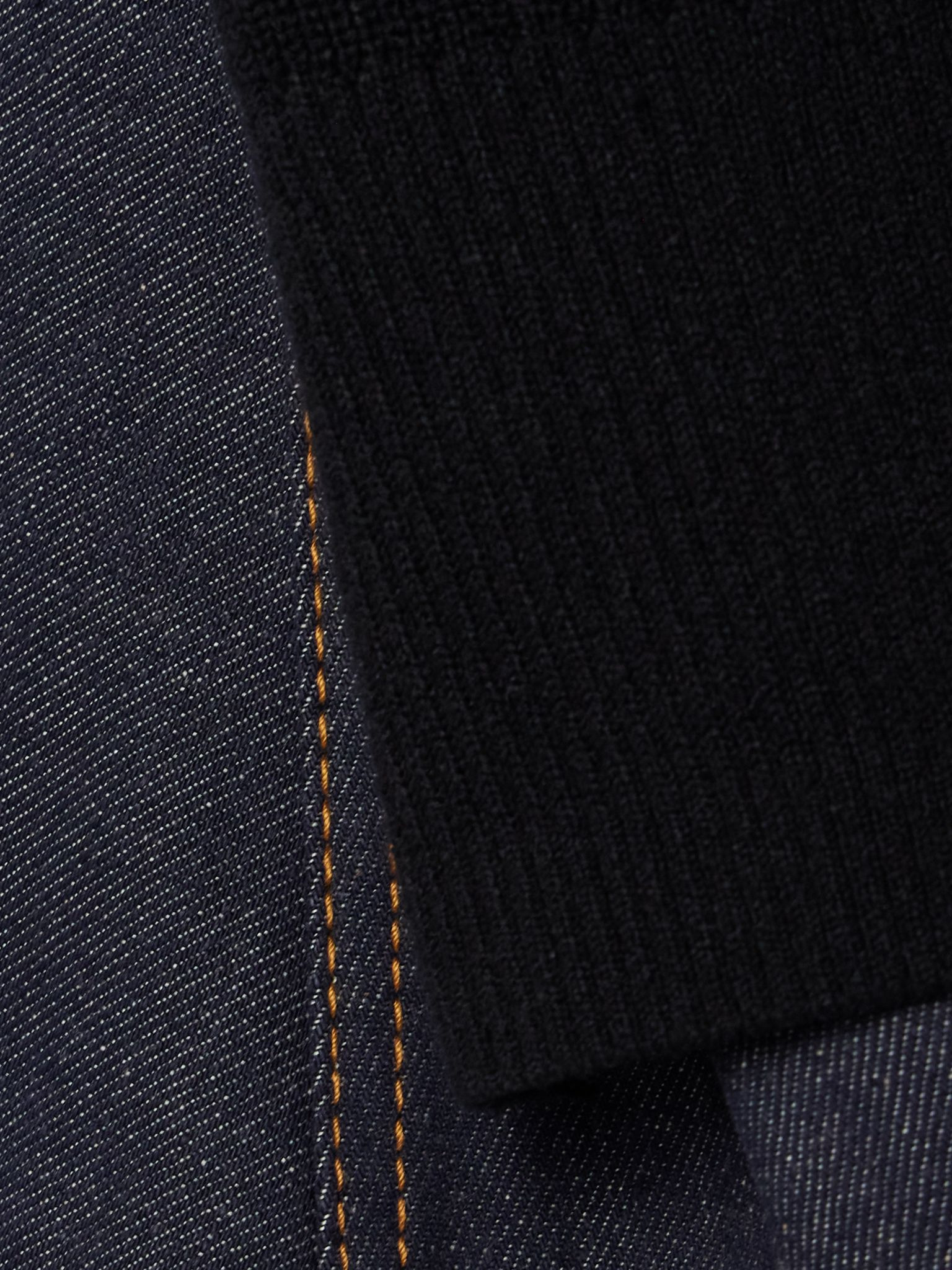 Paneled ribbed-knit and denim top Black - 4