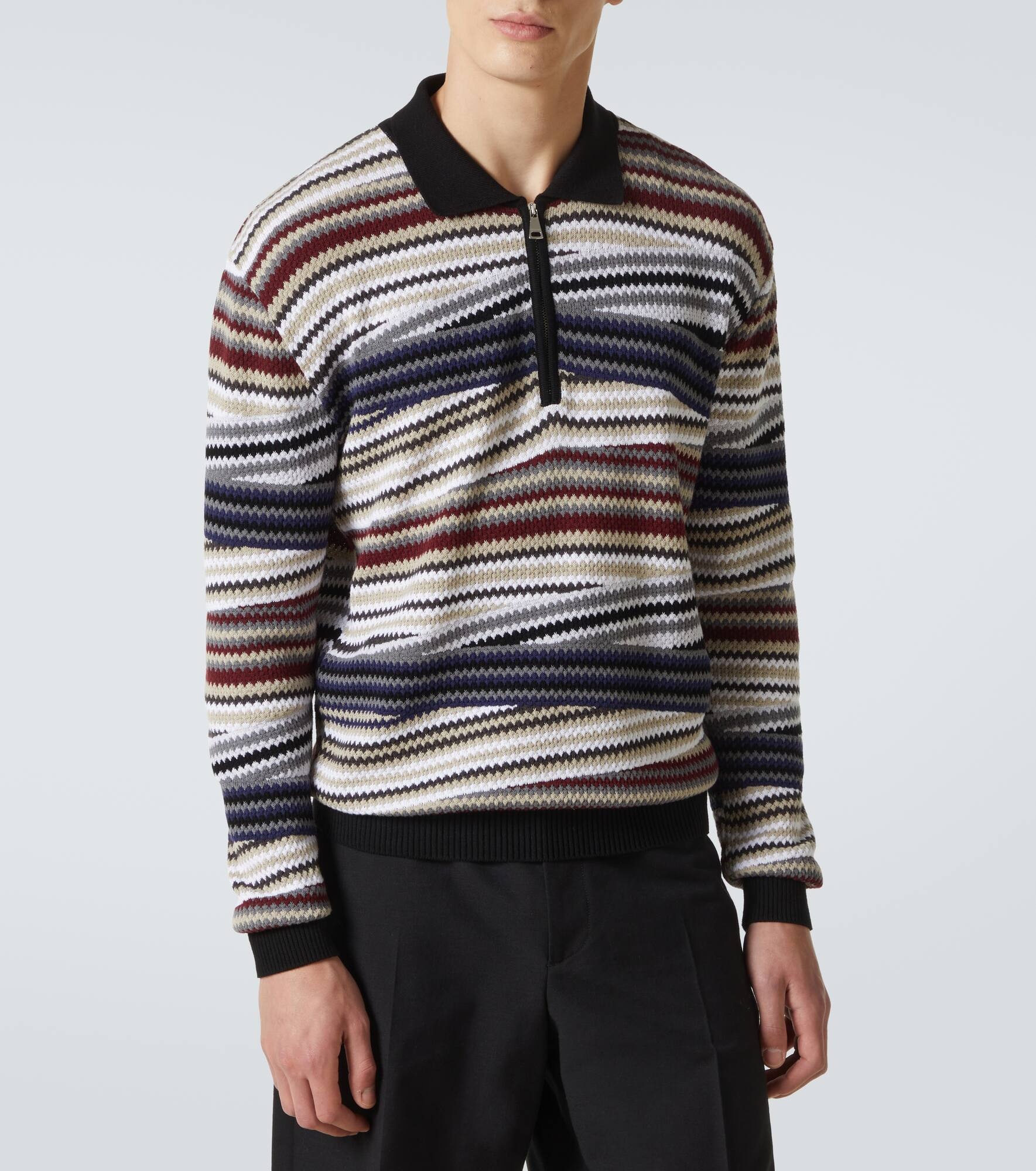 Zigzag cotton polo sweater - 3