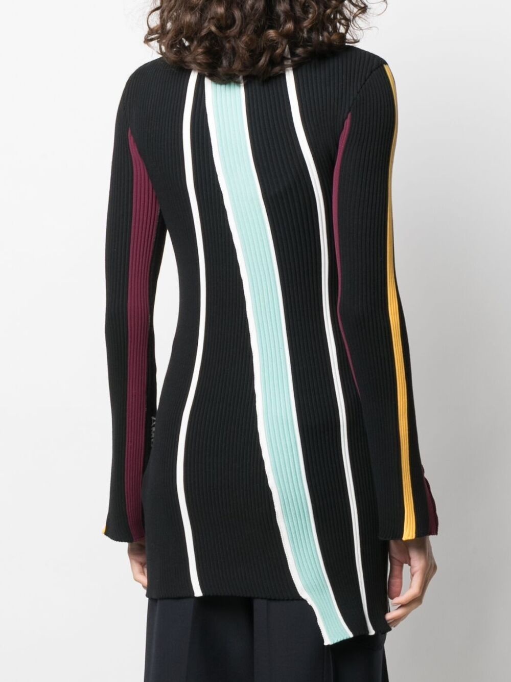 asymmetric striped knit jumper - 4