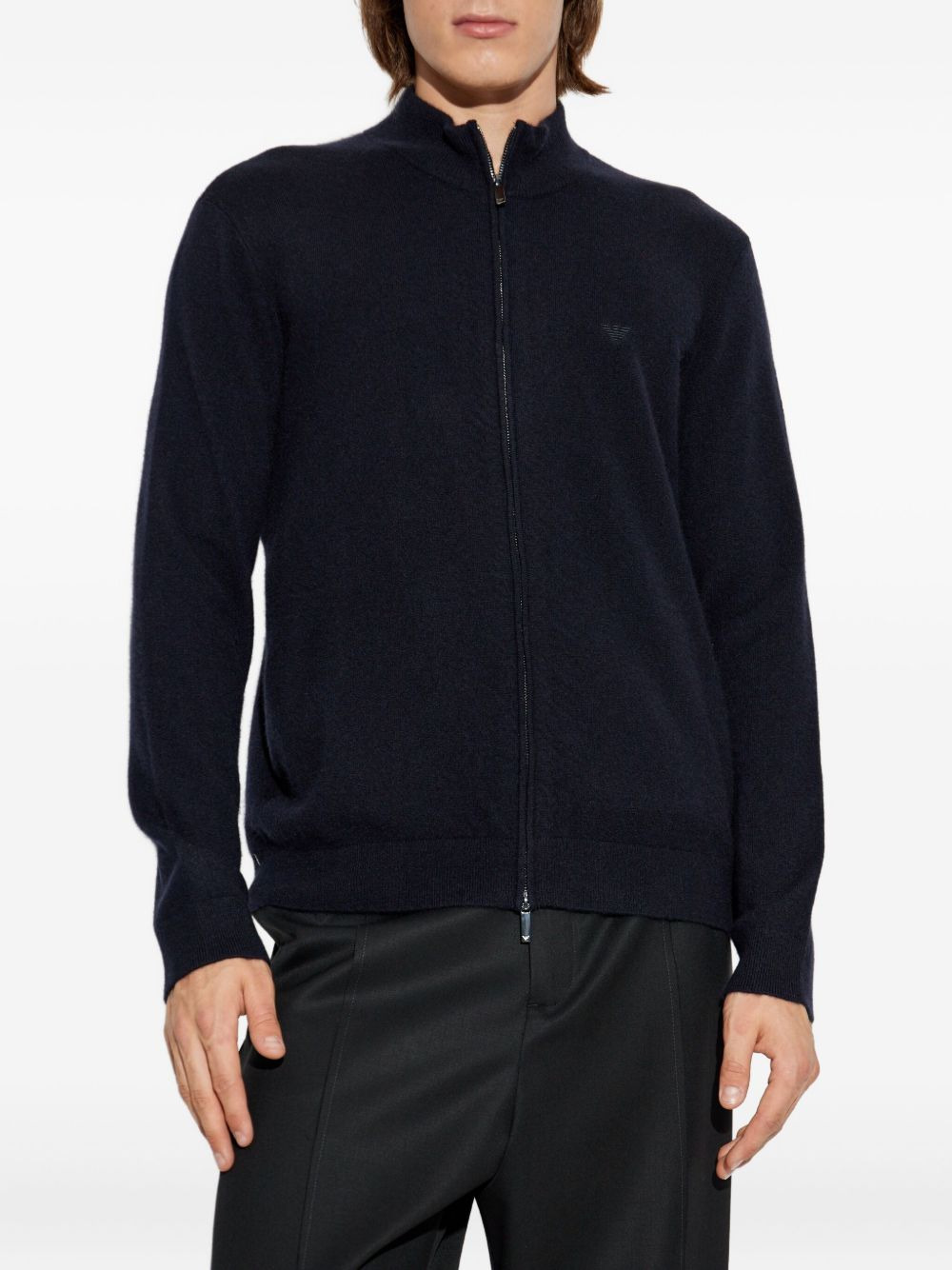 zip-front high-neck cardigan - 3