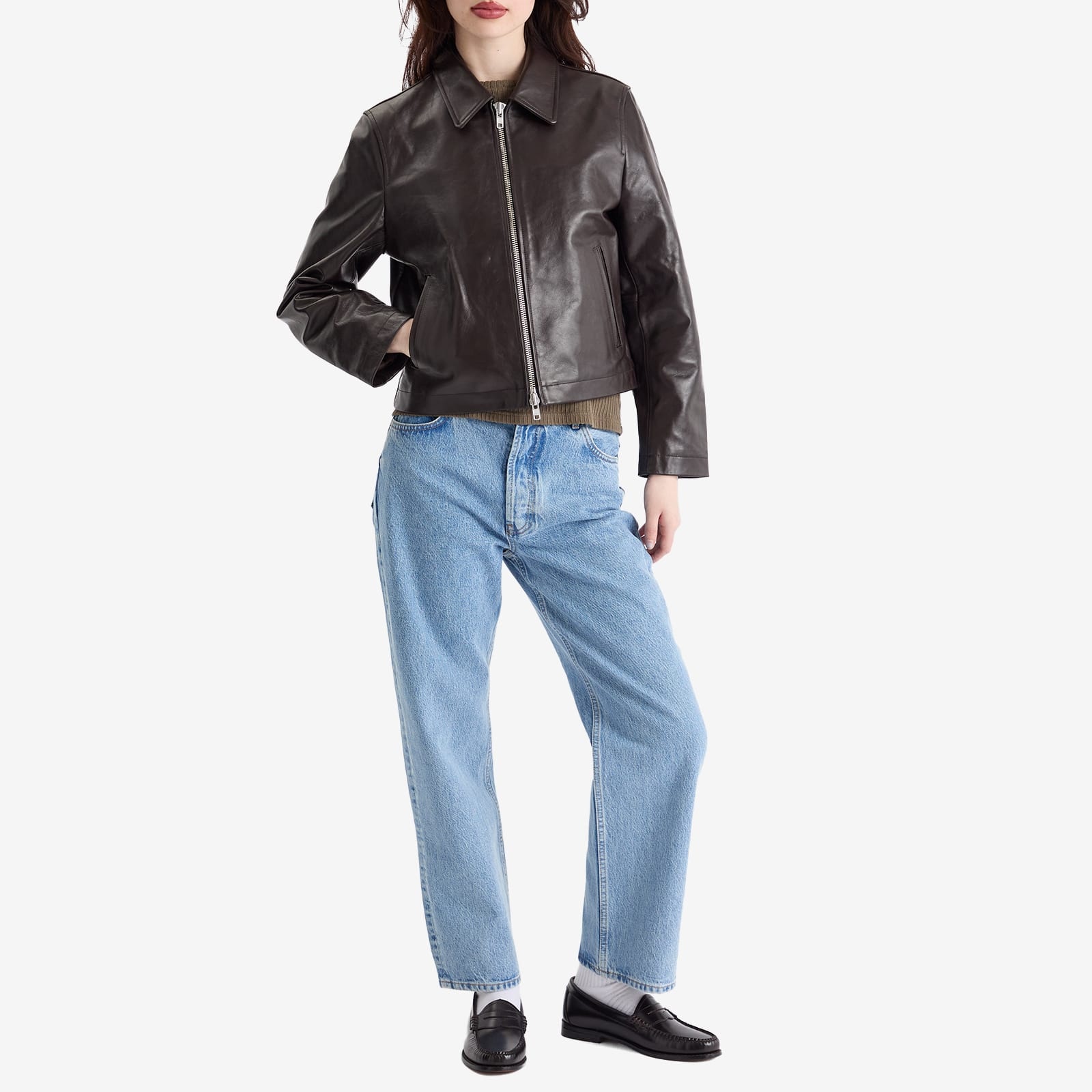 Dunst ♥ UNISEX CALF SKIN COLLARED BLOUSON JACKET Dunst DUNST Unixex Calf Skin Zip-Up Blouson Jacket