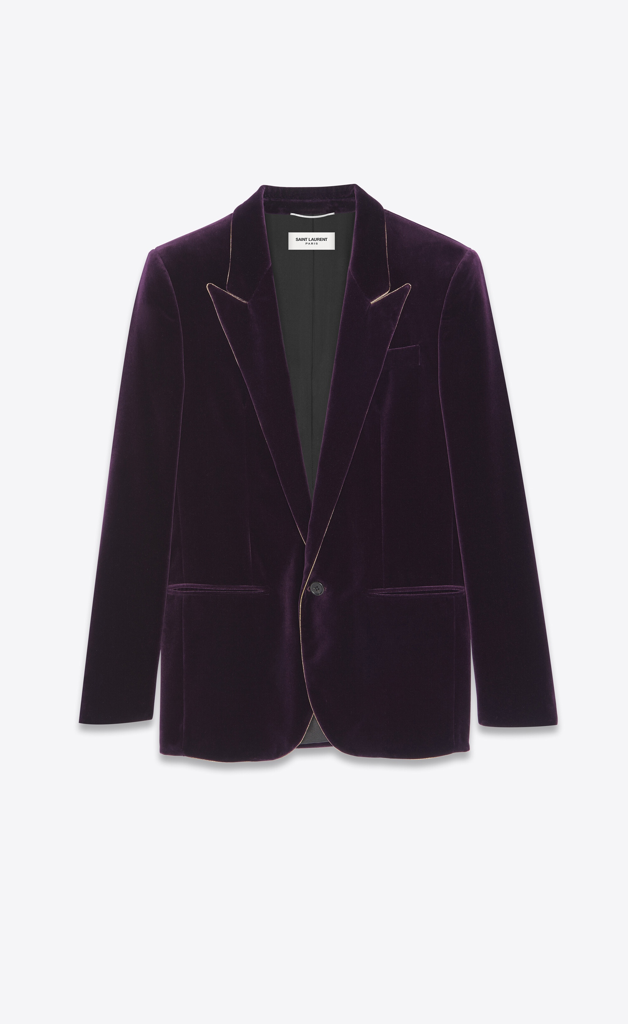 fitted single-breasted jacket in velvet - 1