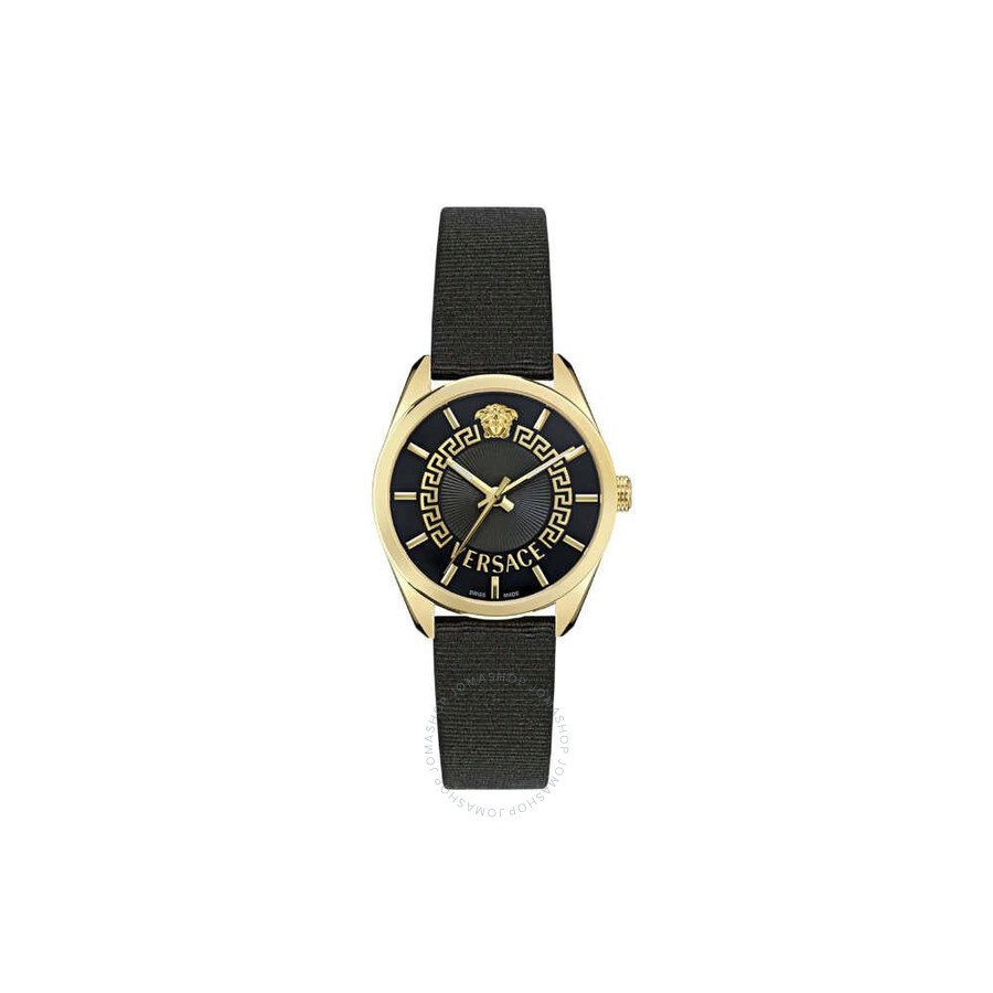 Versace New V Circle Quartz Black Dial Ladies Watch VE8A00224 - 1