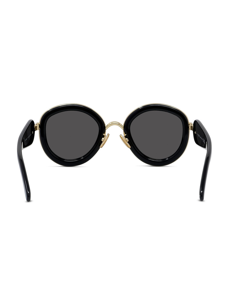 Men's Metal Round 49MM Sunglasses - Shiny Black Smoke 6