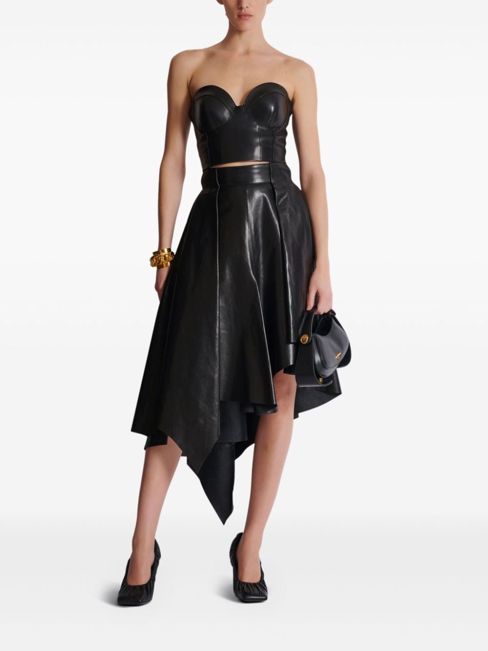 zip-up leather corset top - 2