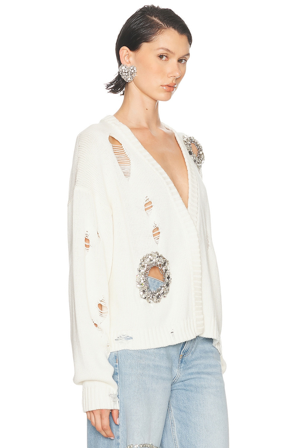 Distressed Crystal Cardigan - 2