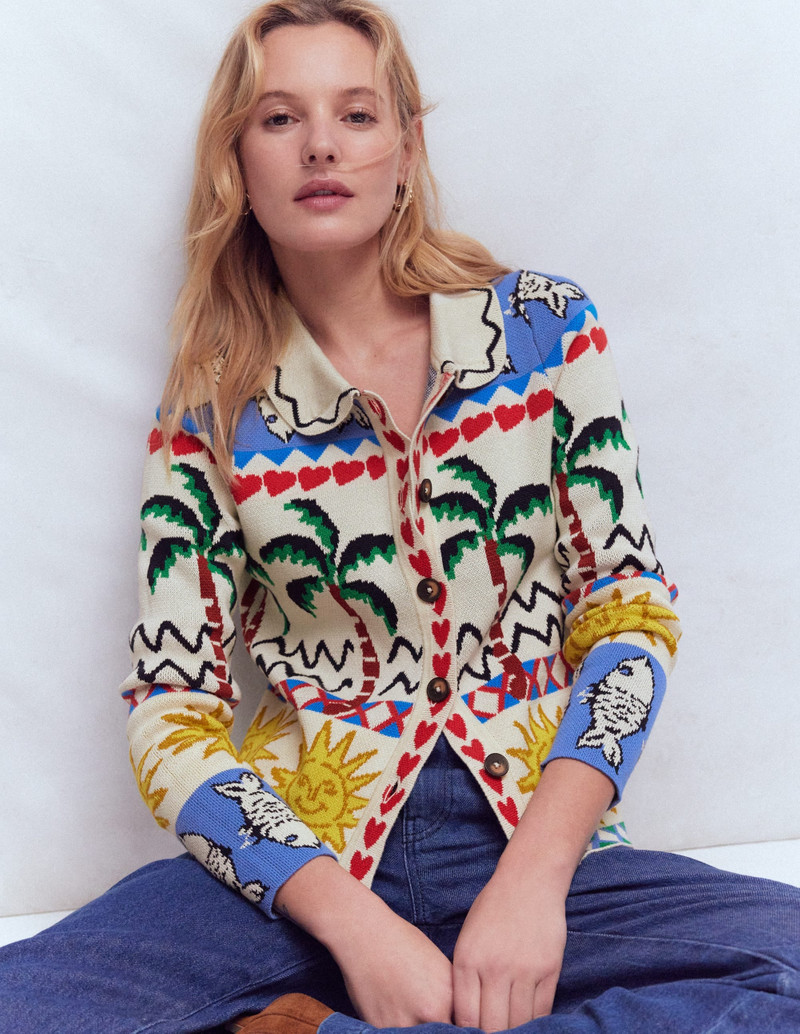 Jacquard Knitted Shacket-Warm Ivory, Novelty 1