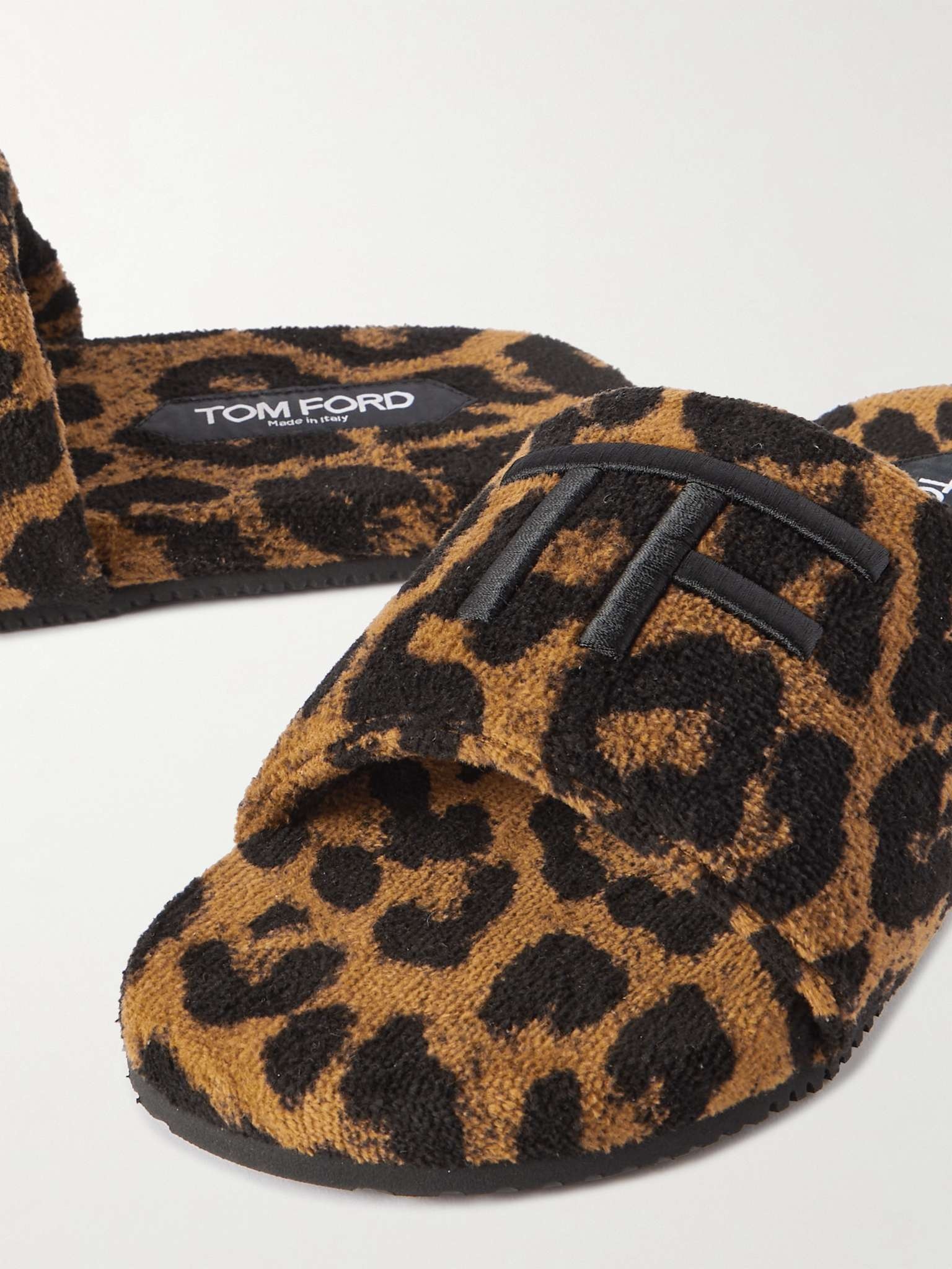 Harrison Logo-Embroidered Leopard-Print Terry Sandals - 5