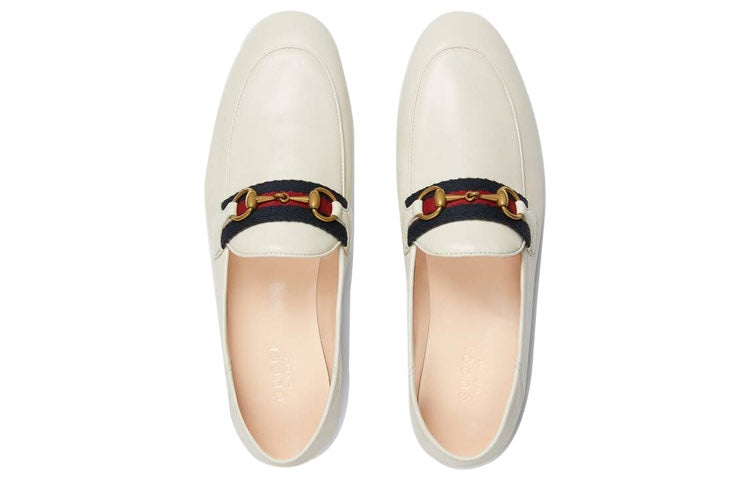 (WMNS) Gucci Loafer With Web 'White Leather' 631619-CQXM0-9065 - 4