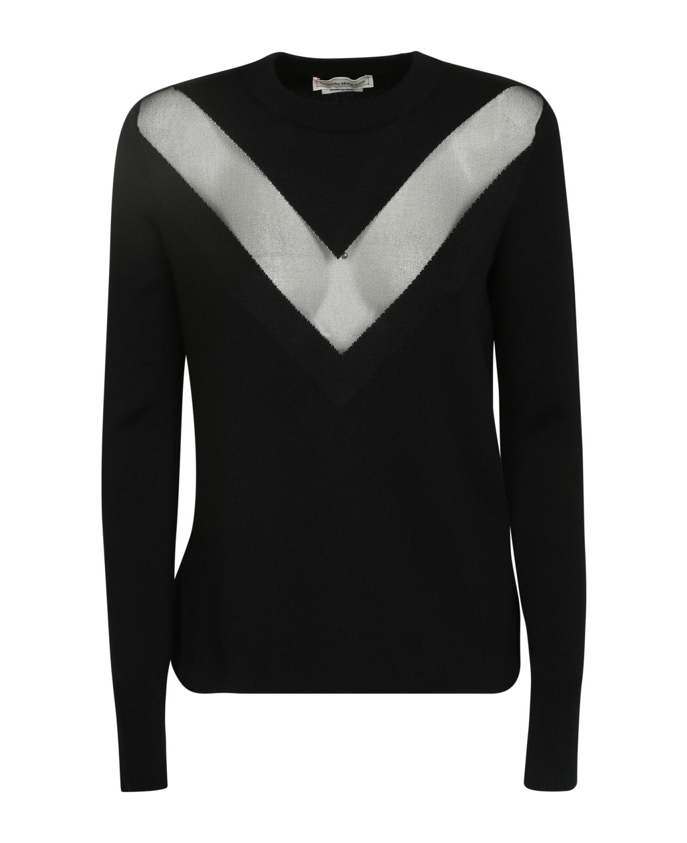 Sweater With Transparent Chevron Pattern On The Chest - 1