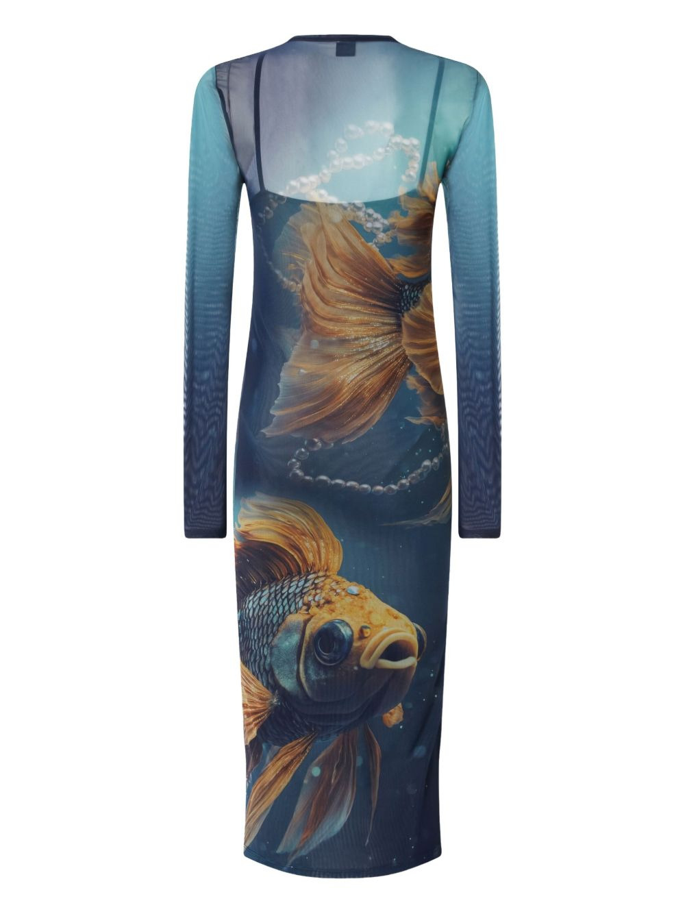 fish-print mesh midi dress - 2