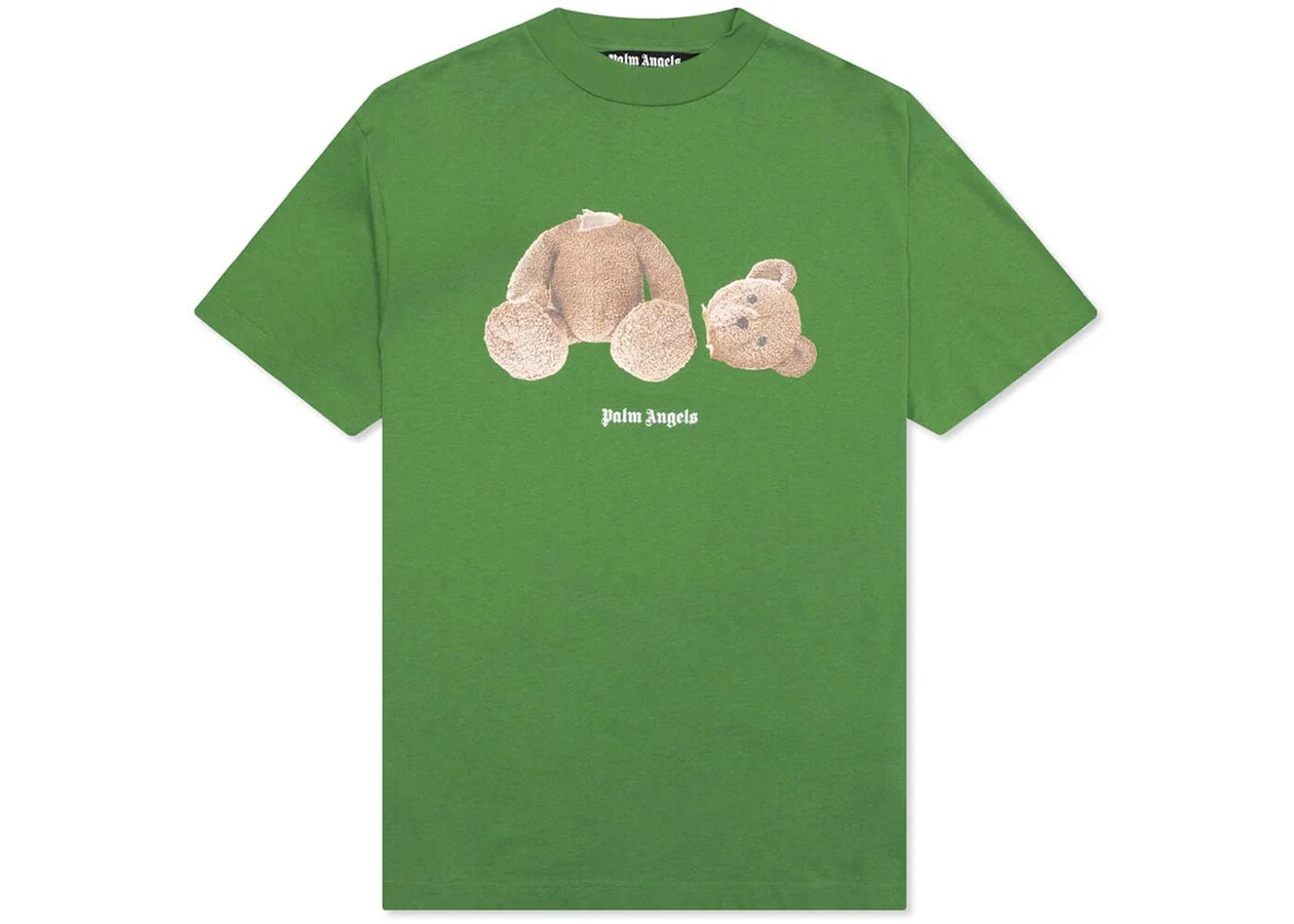 Palm Angels Bear Curved Logo T-Shirt Bright Green - 1