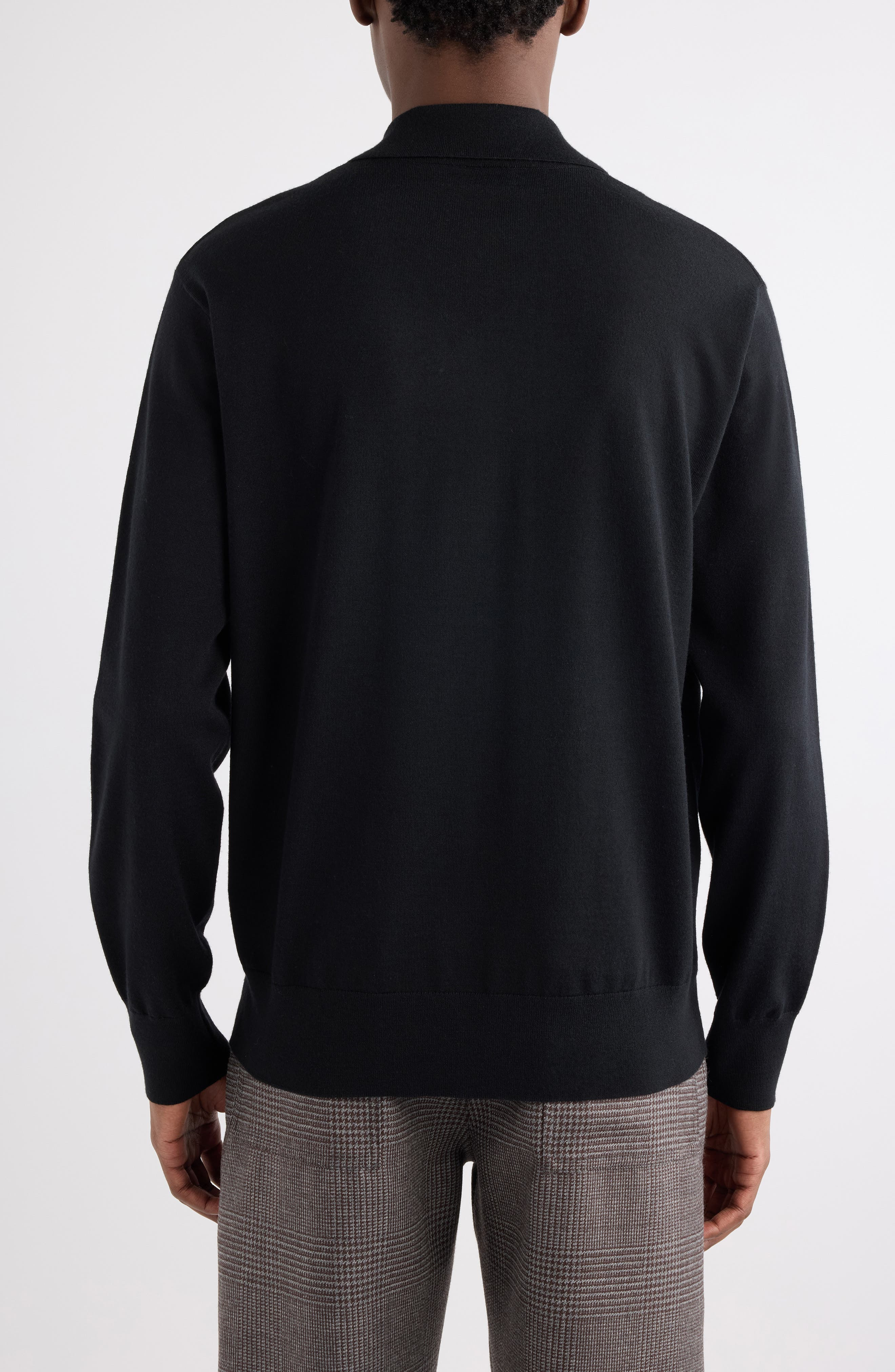 Dries Van Noten Muano Merino Wool Polo Sweater in Black at Nordstrom - 3