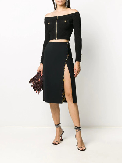 Balmain zip-up cropped knit top outlook