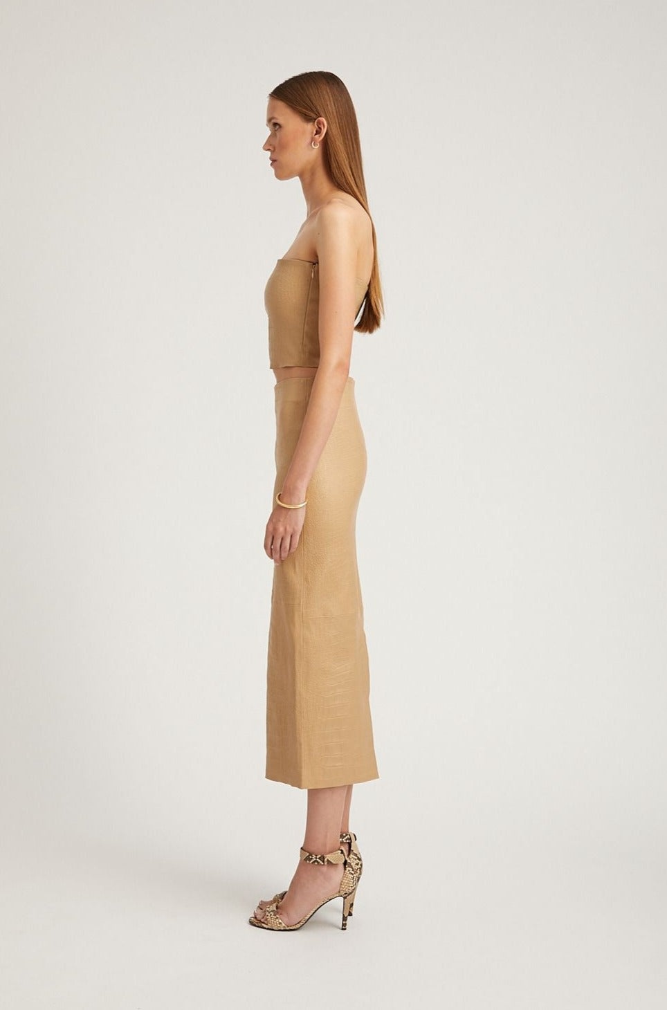 SAHARA EMBOSSED LEATHER MICRO TUBE TOP - 3