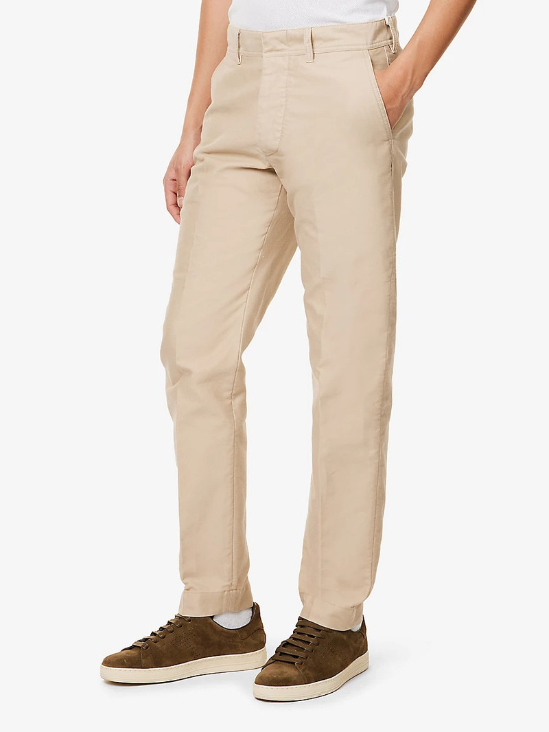 Brushed Straight-Leg Regular-Fit Cotton Trousers 3