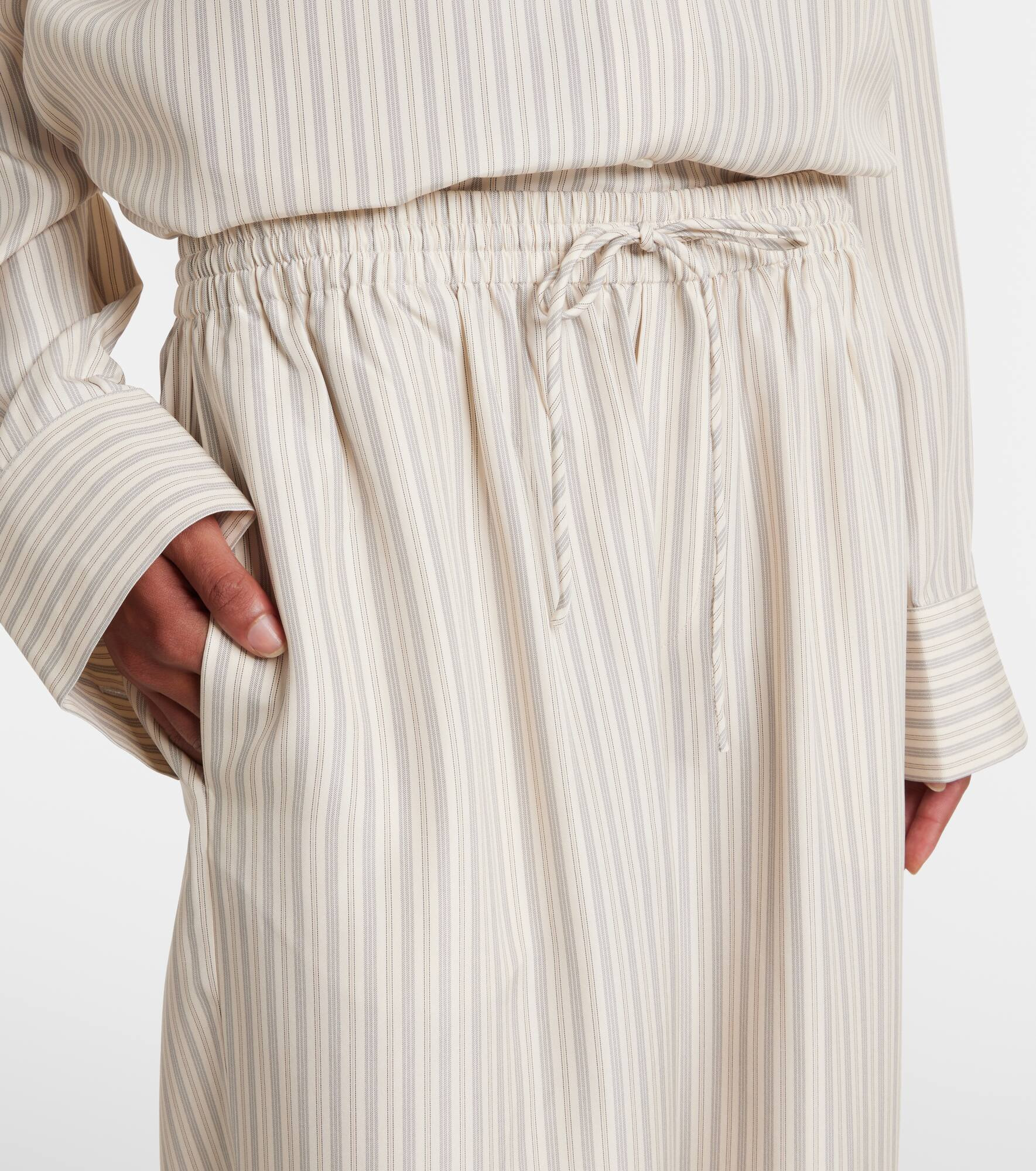 Striped silk wide-leg pants - 4