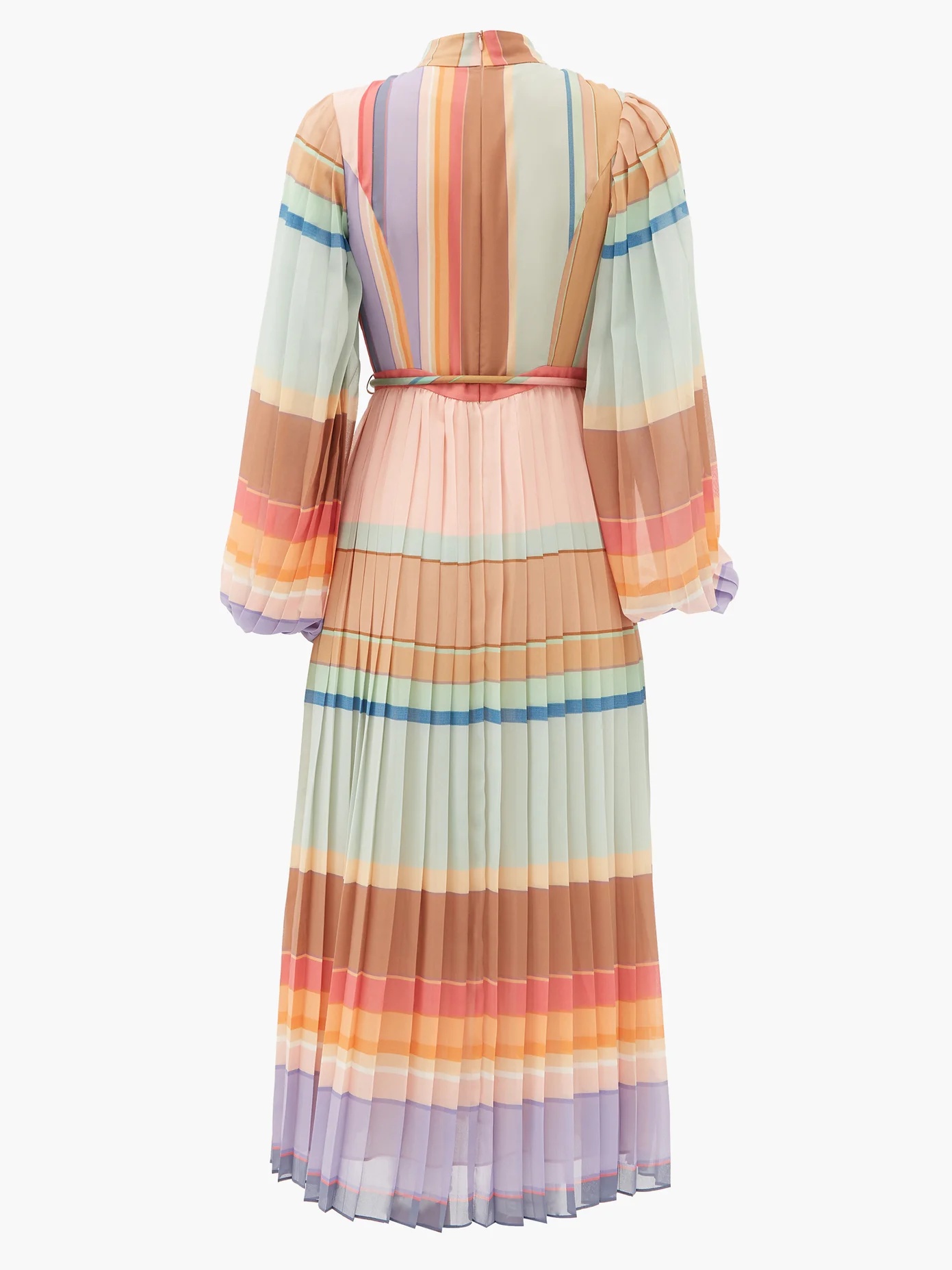 Rainbow striped crepe de Chine midi dress - 4