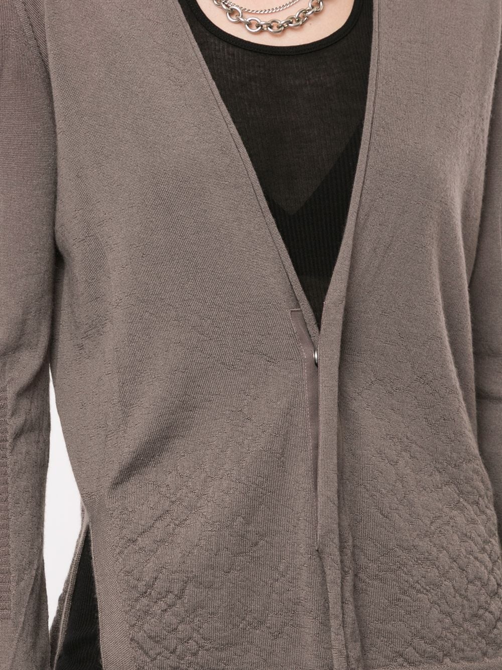 ribbed detail cashmere cardigan - 5