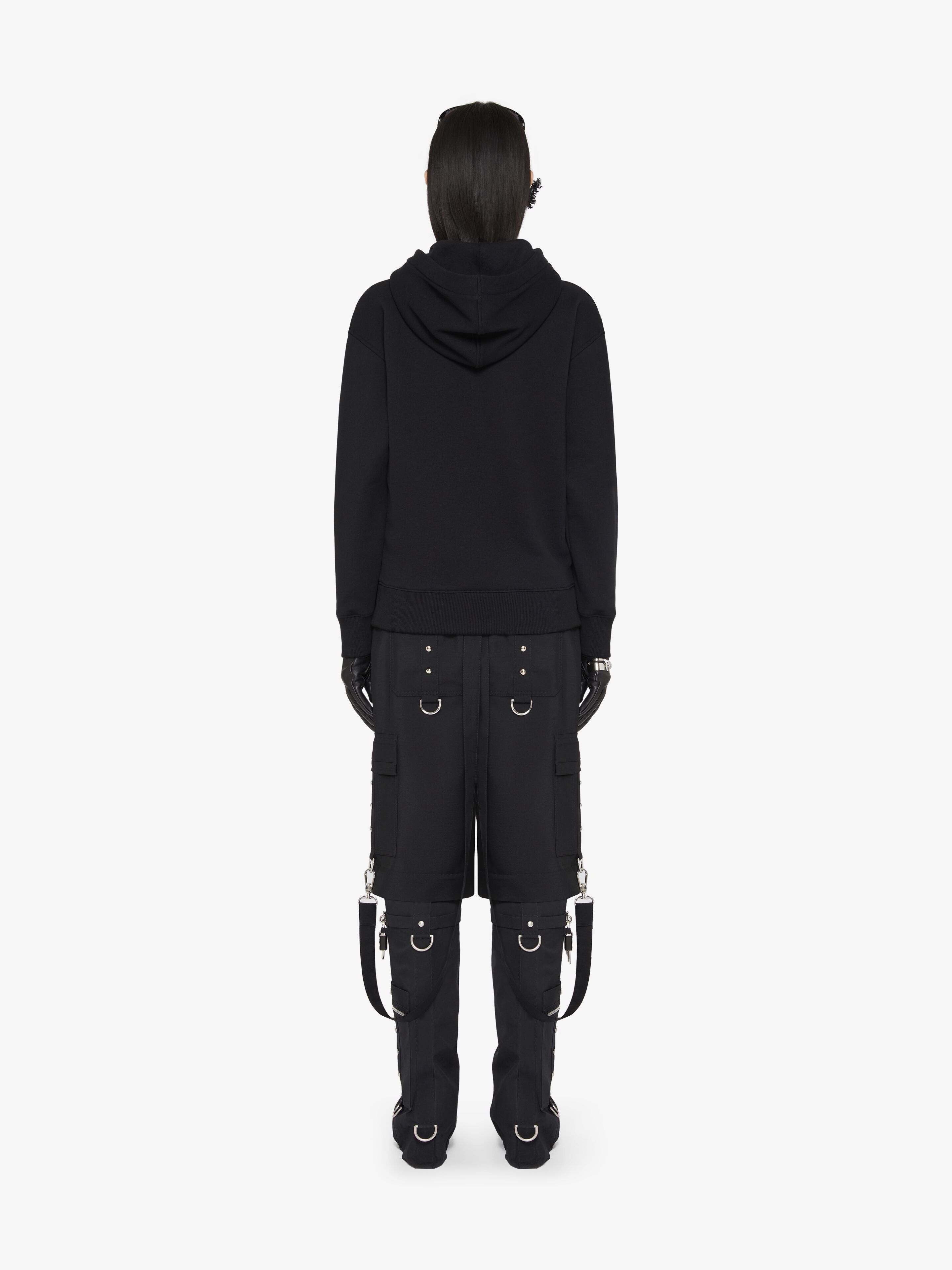 HOODIE IN FLEECE WITH 4G EMBROIDERED FLOWERS - 4