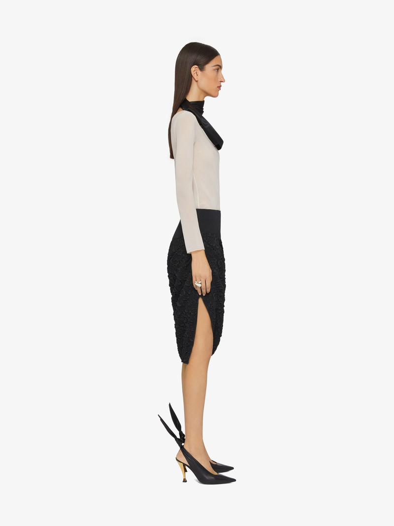 ASYMMETRIC DRAPED SKIRT IN JERSEY WITH FLORAL PATTERN 3