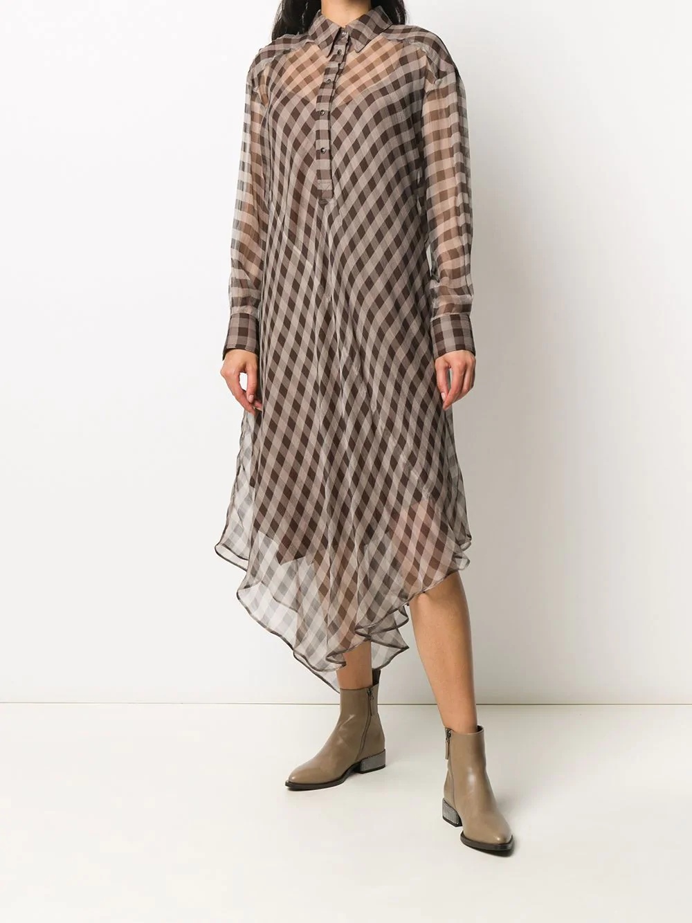 sheer checked dress - 6