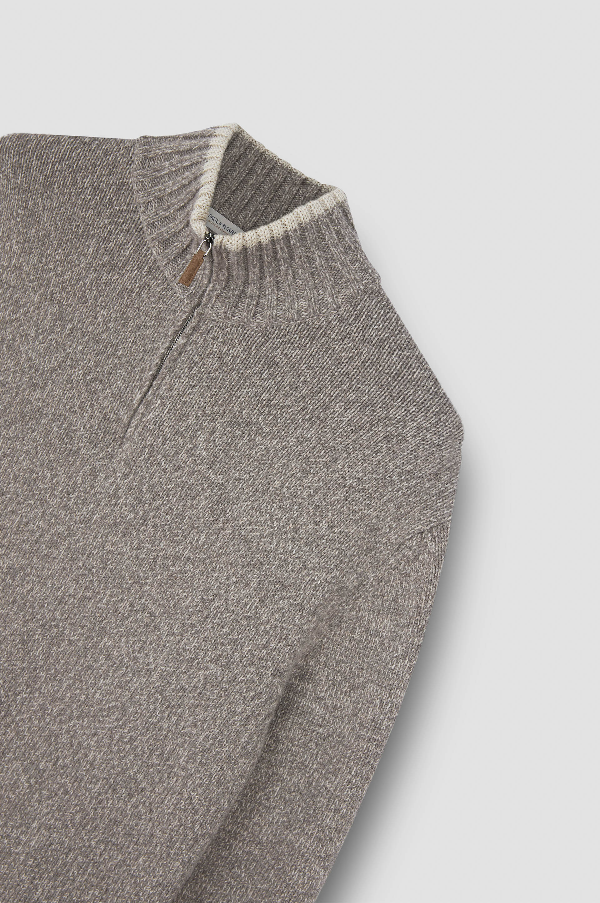 WOOL CASHMERE HALF ZIP SWEATER - 5
