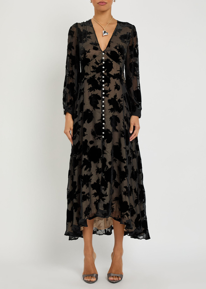 RIXO Rixo Avalyn Velvet-devoré Chiffon Midi Dress outlook