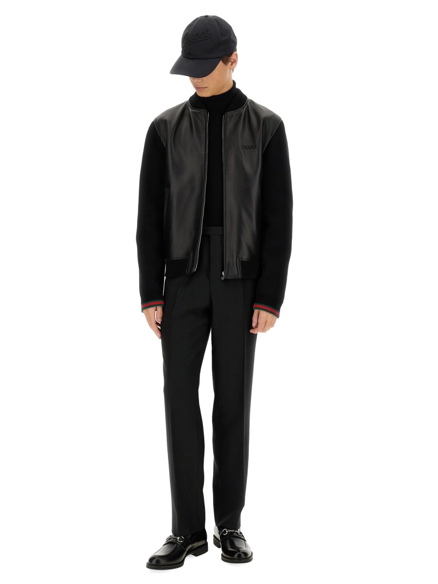 NAPPA LEATHER AND KNITTED BOMBER JACKET - 2