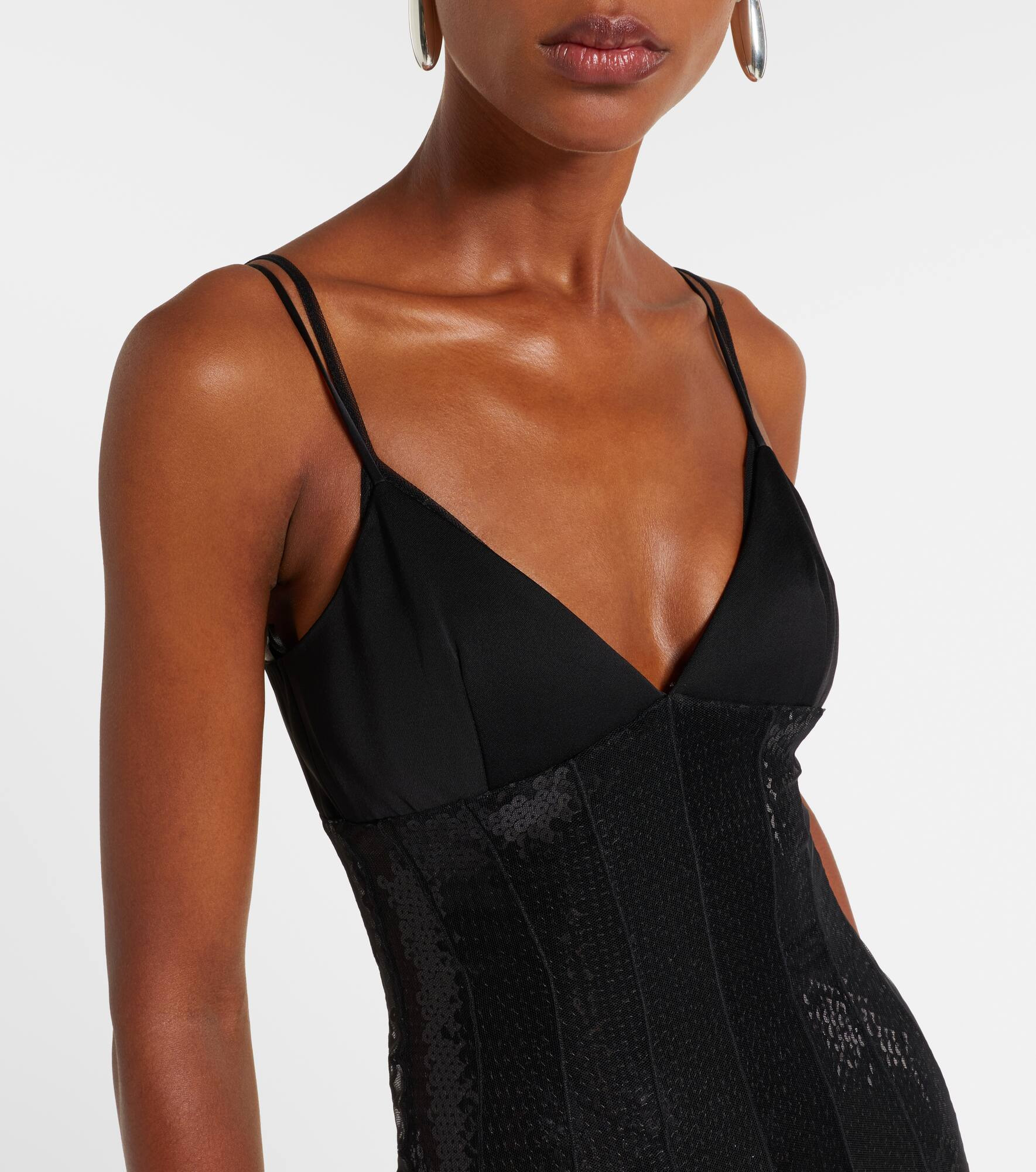 Sequined tulle and satin gown - 4