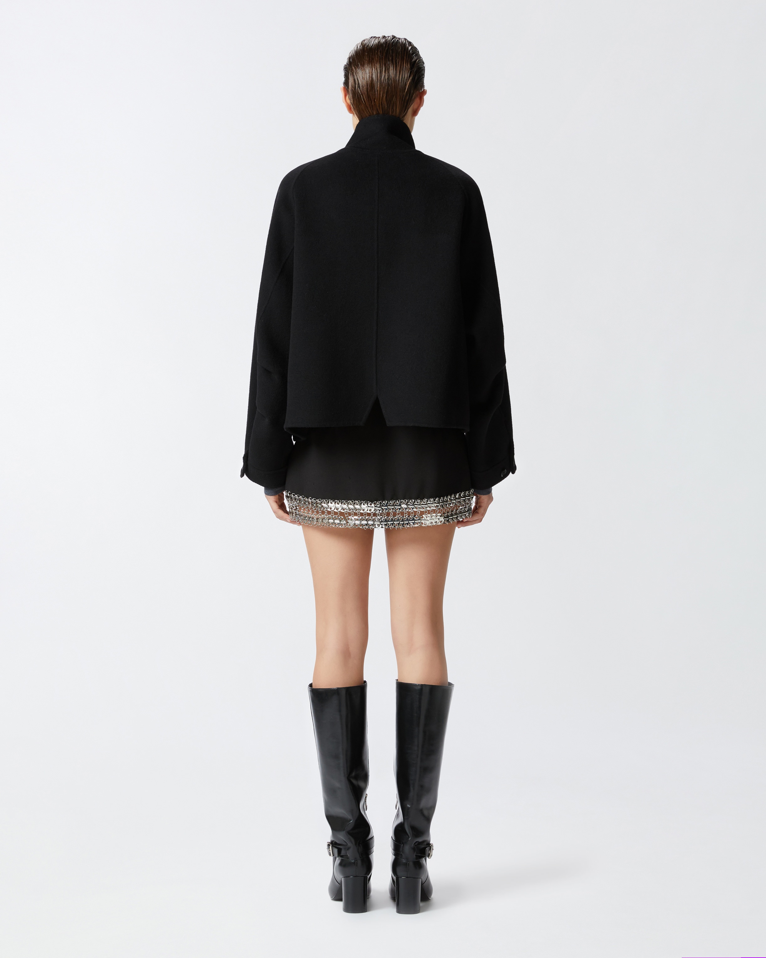 SHORT DOUBLE-LAYERED CLOTH COAT WITH HIGH NECK - 4