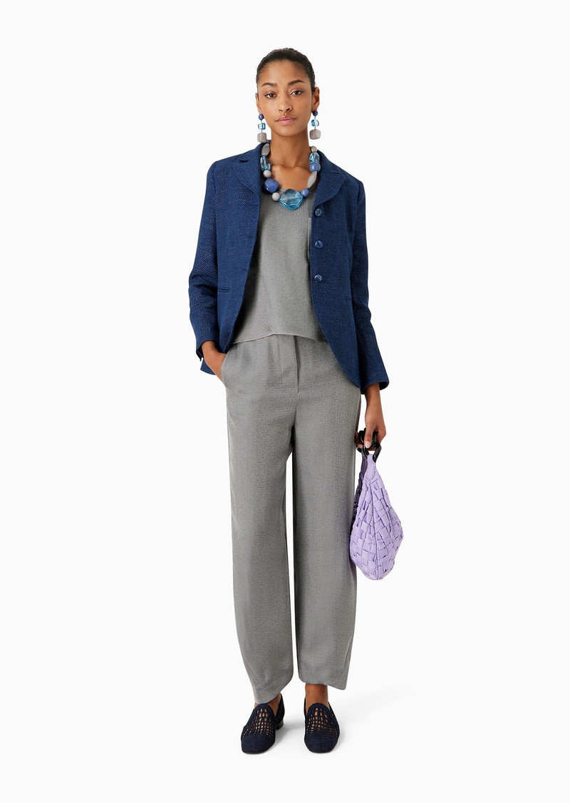 EMPORIO ARMANI ASV top in a Lyocell and silk blend with a geometric micro motif outlook