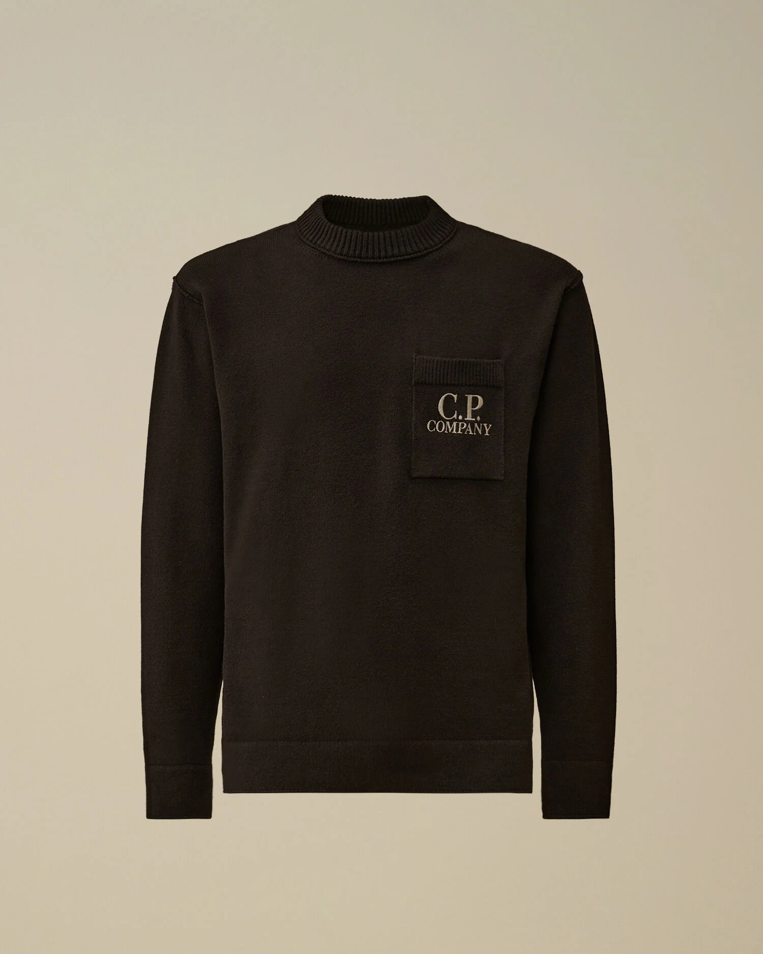 Soft Cotton Stretch Chest Pocket Crewneck Sweater - 1