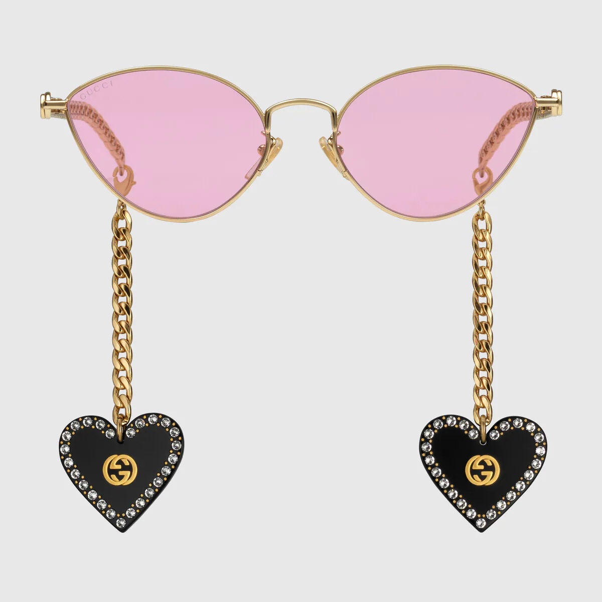 Cat eye sunglasses with heart shaped charms - 1