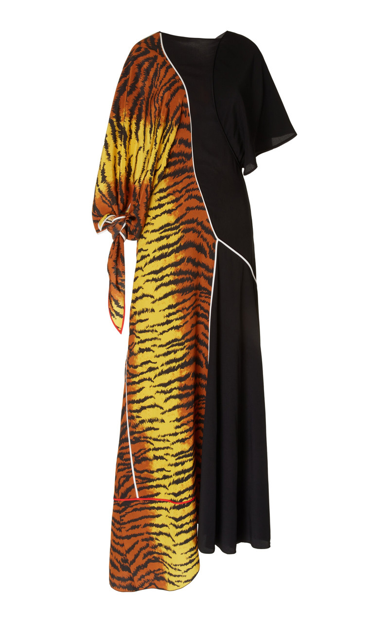 Asymmetric Silk Midi Dress multi - 1