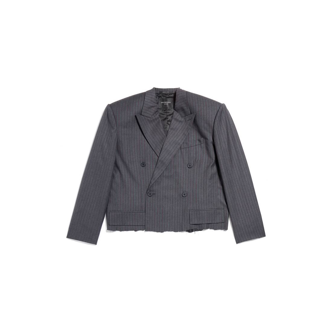 Men's Cropped Blazer in Grey/red - 1