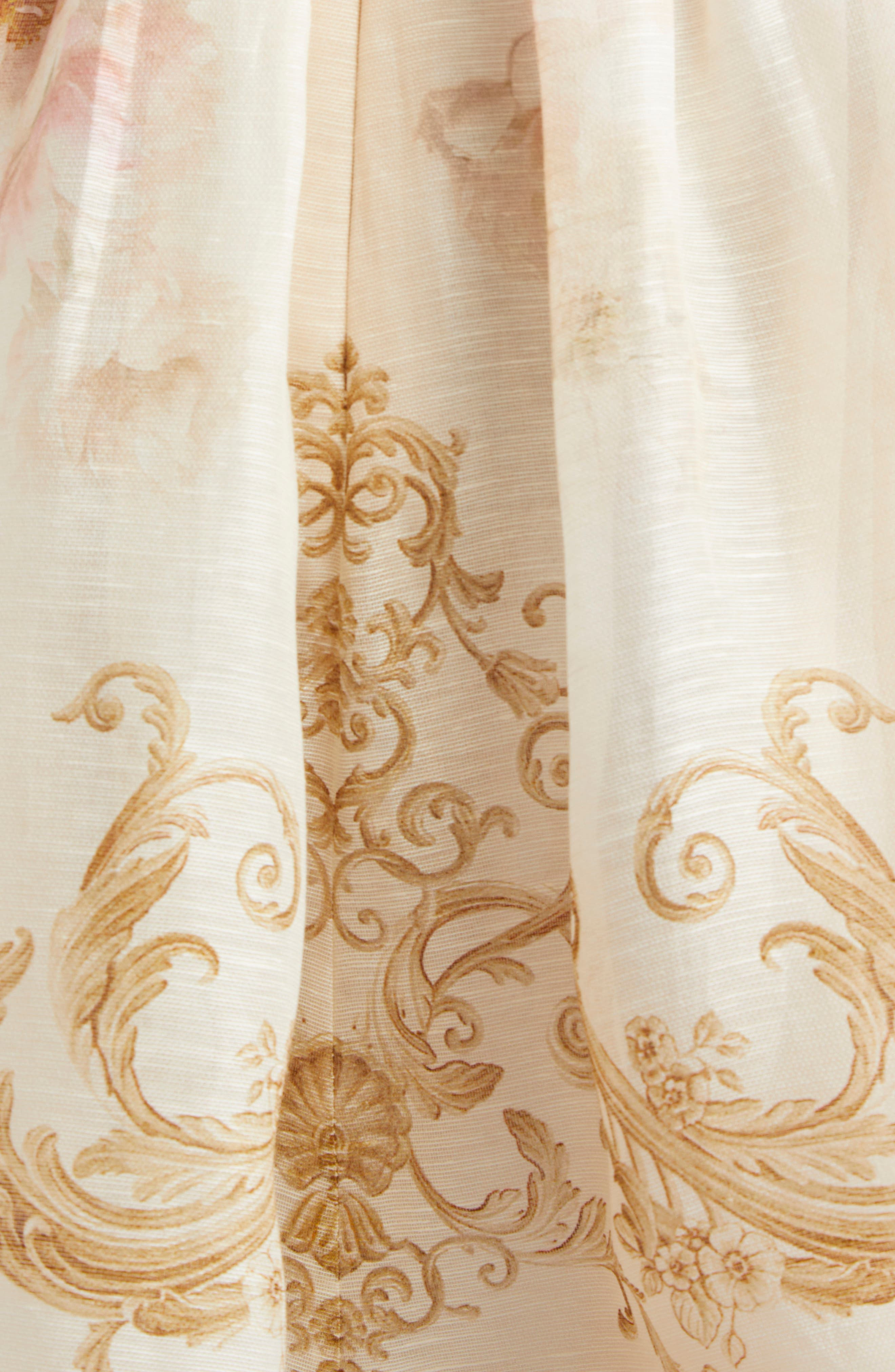 Zimmermann Hypnotic Plunge Neck Linen & Silk Minidress in Cream Peony at Nordstrom - 6