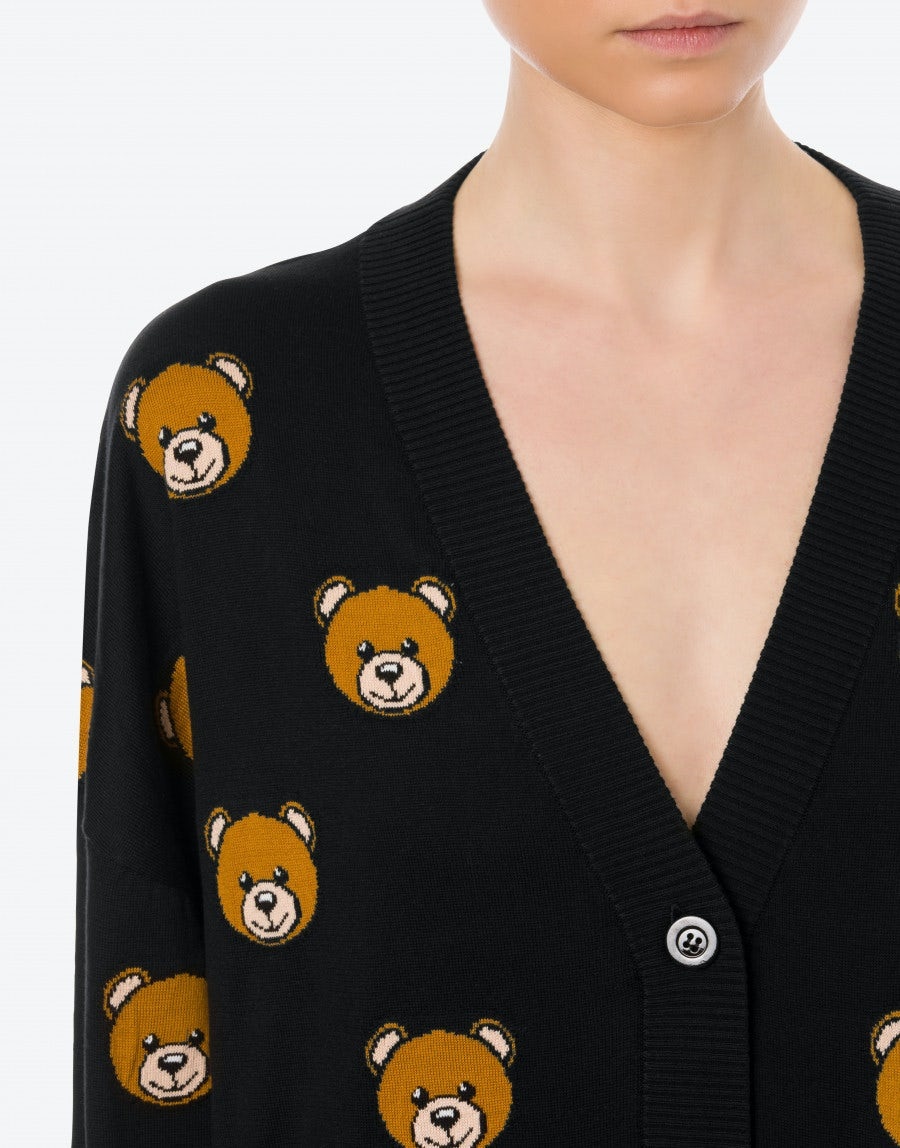 COTTON MAXI CARDIGAN ALLOVER TEDDY BEAR - 4