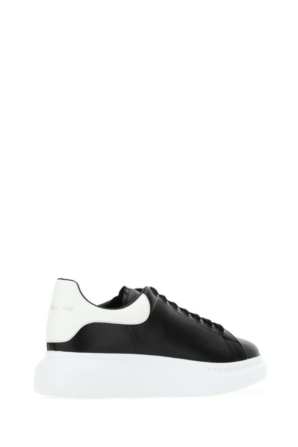 Black leather sneakers with white leather heel - 3