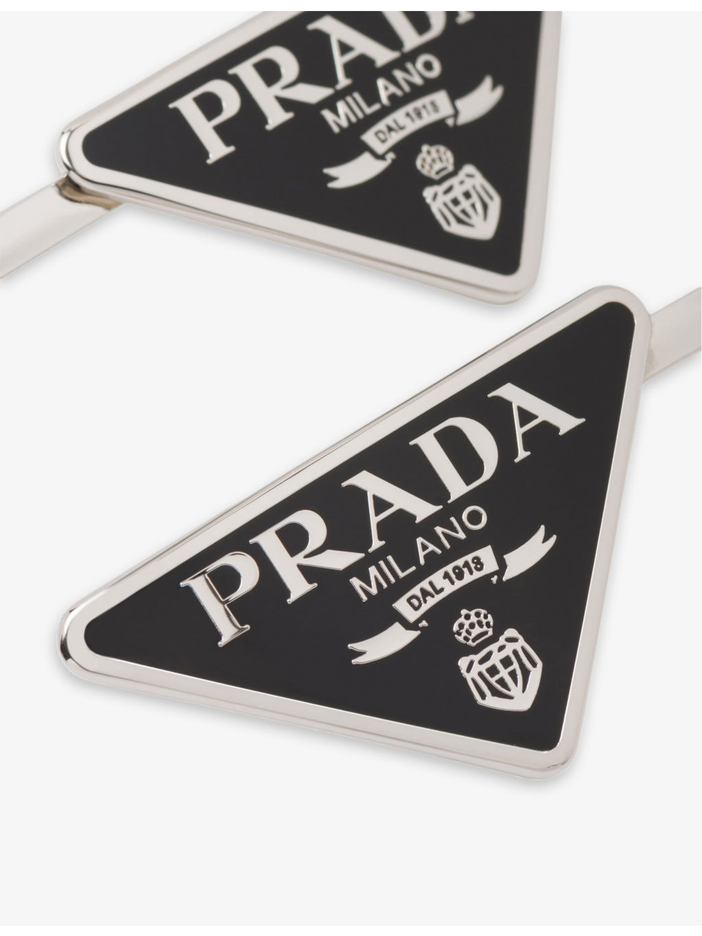 Logo-plaque silver-toned metal hair clips set of two - 2