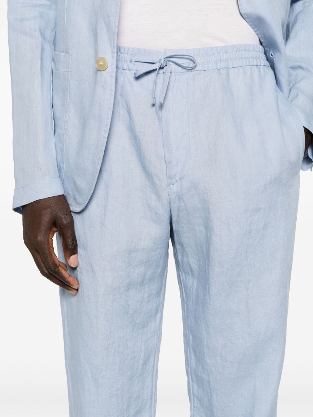 mid-rise tapered linen trousers - 5