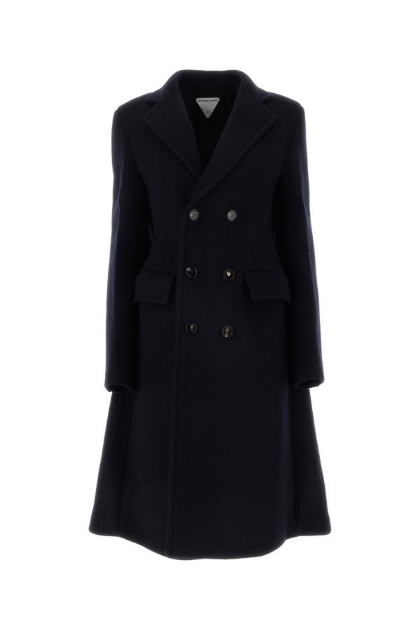 Midnight blue wool blend cape coat - 1