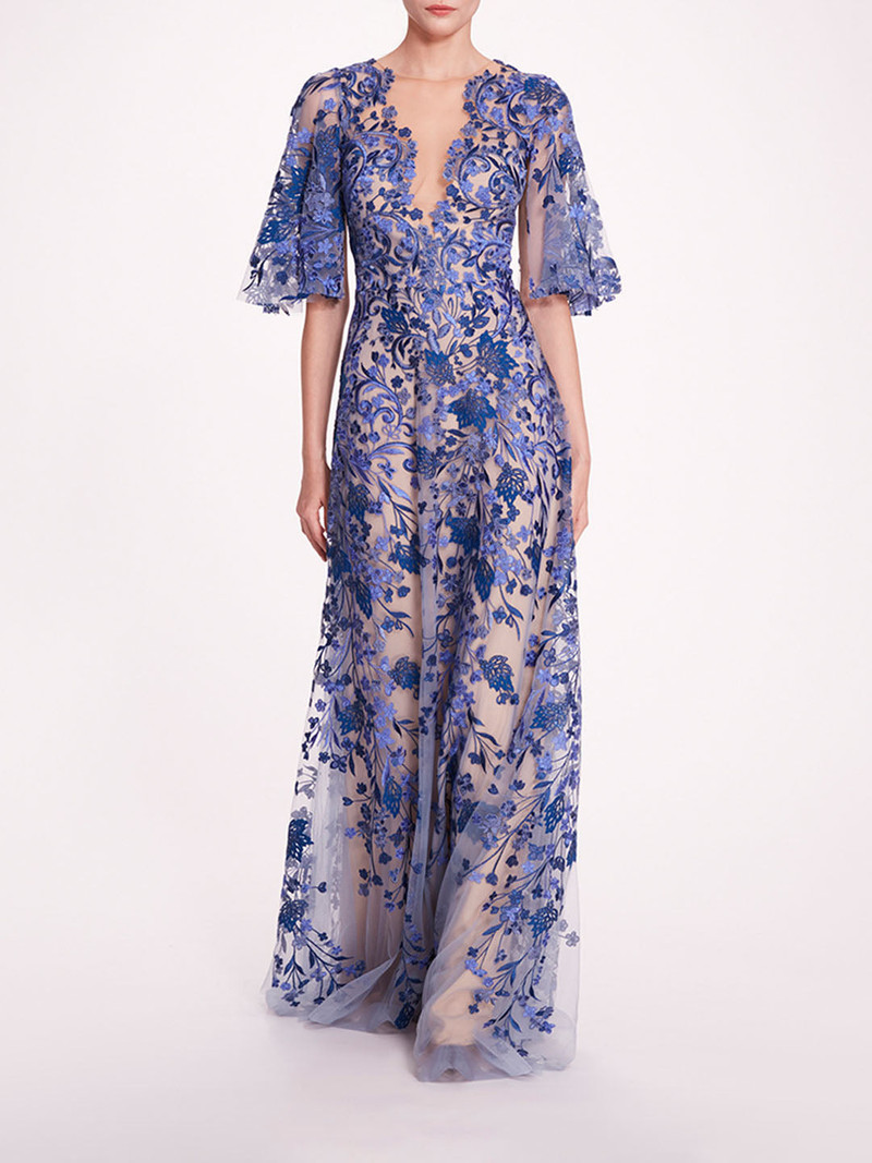 V-NECKLINE TULLE GOWN 1