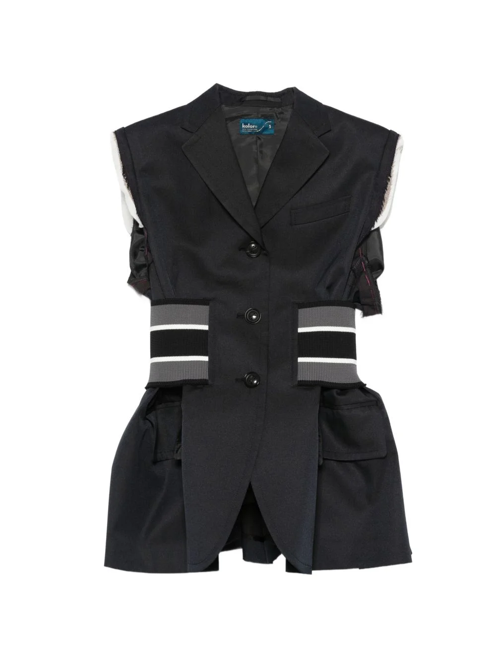 frayed-edge ribbed-waist gilet - 1