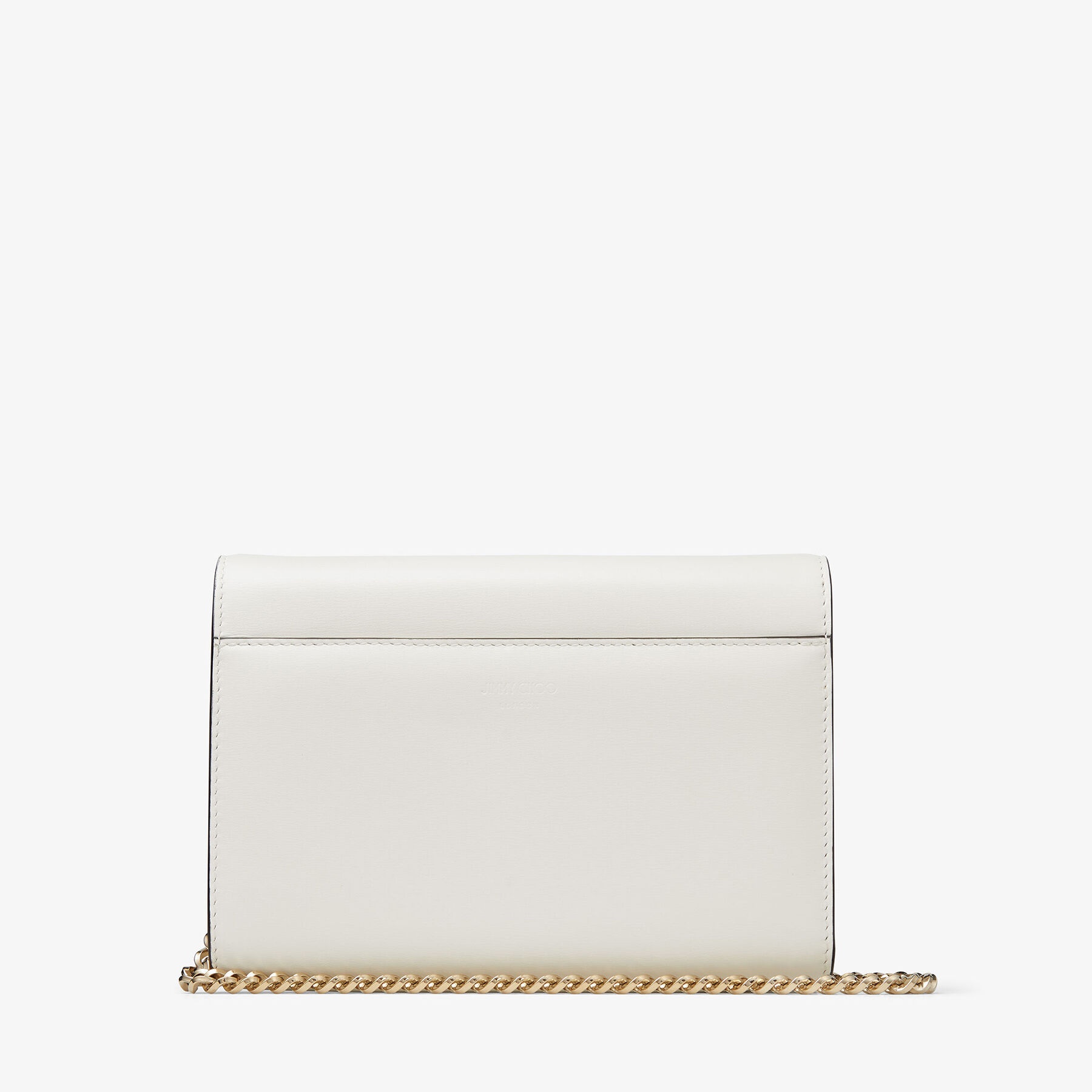 Varenne Clutch
Latte Leather Clutch Bag with Crystal-Embellished Gold JC Emblem - 7