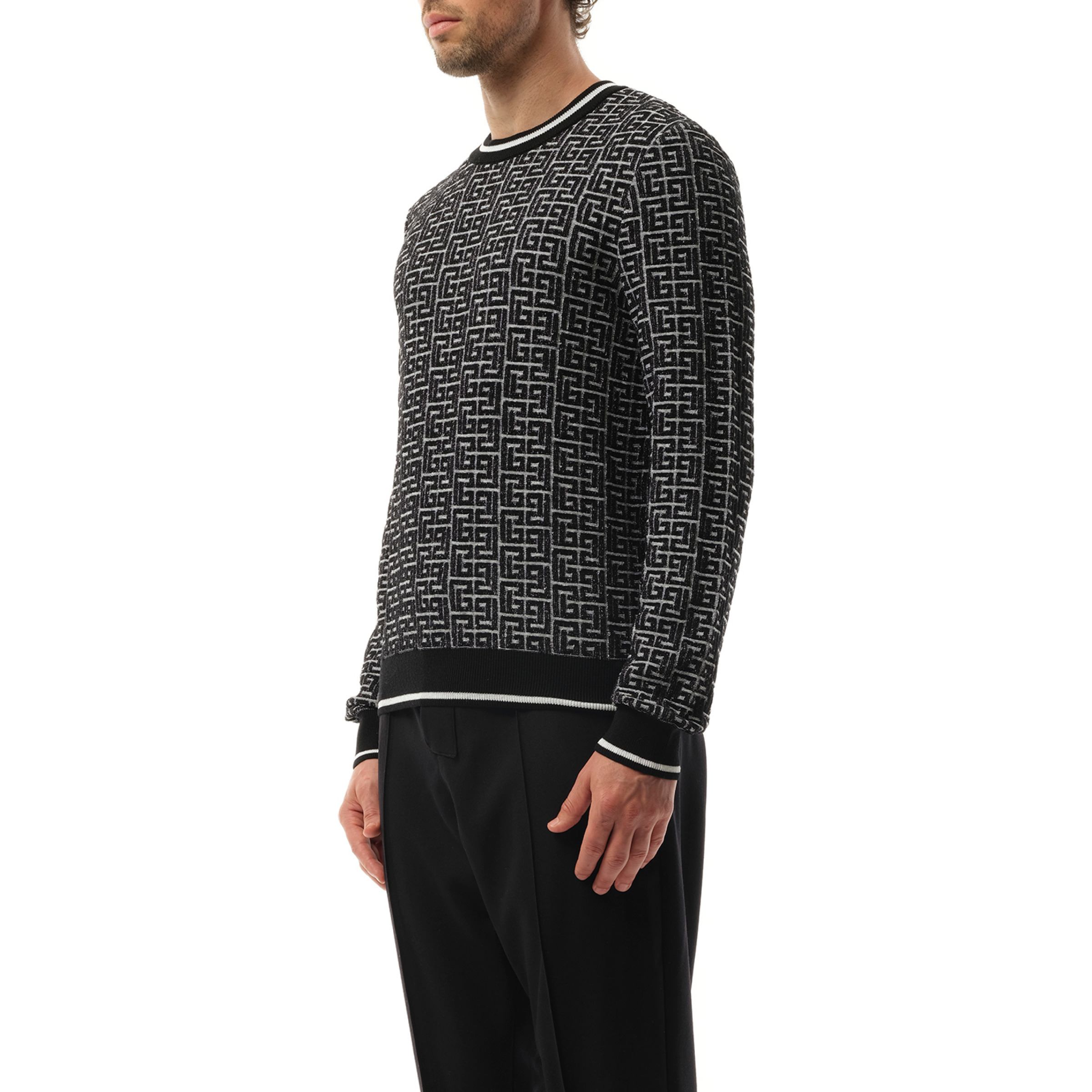3D Monogram Vanise Knit Sweater in White/Black - 5